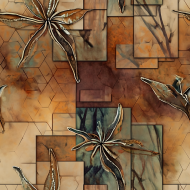 Abstract Botanical Artwork With Seamless